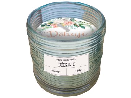 Vonná svíčka ORCHID ve skleničce s nápisem Děkuji - 110 g