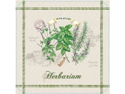 Korkové prostírání  IN THE KITCHEN, Herb Garden  Herbarium, bazalka, malé - /10,5*10,5 cm/ - 4 ks