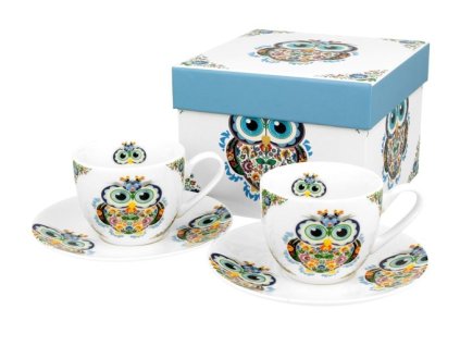 Porcelánové šálky s podšálkem na espresso SOVA - 2*110 ml