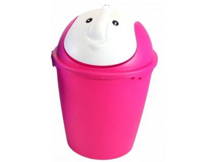 Dětský odpadkový koš  SLON v růžovo-bílé barvě