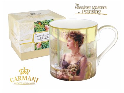 Carmani - Porcelánový hrnek Impresionisté "Dívka s pejskem" v dárkové krabičce - 380 ml