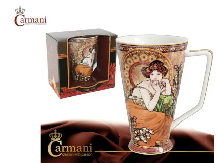 Carmani - Porcelánový hrnek Kayak I Alfons Mucha v dárkové krabičce - 450 ml