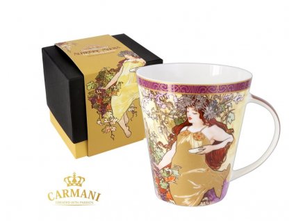 Porcelánový hrnek Alfons Mucha "podzim" v dárkové krabičce - 450 ml