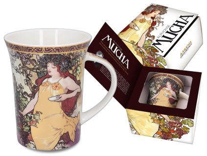 Carmani - Porcelánový hrnek Alfons Mucha "podzim" v dárkové krabičce - 400 ml