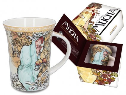 Carmani - Porcelánový hrnek Alfons Mucha "zima" v dárkové krabičce - 400 ml