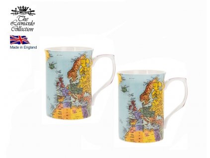 Leonardo - Porcelánové hrnky v dárkovém balení MAPA "World Traveller" - 2*350 ml