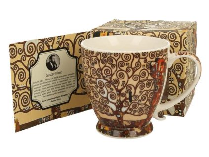Porcelánový hrnek Gustav Klimt "Strom života"na stopce v dárkové krabičce - 450 ml
