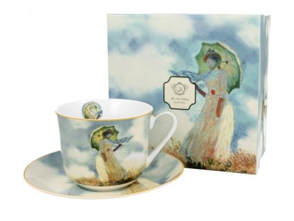 Porcelánový šálek s podšálkem jumbo Monet Woman v dárkové krabičce - 450 ml