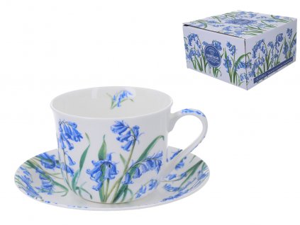 B.E - Porcelánový šálek s podšálkem Bluebell - modré zvonky v dárkové krabičce - 450 ml