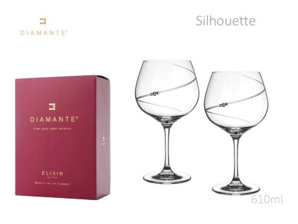 Swarovski - Silhouette Gin s bílými krystaly Swarovski Elements v dárkovém balení - 2*610 ml