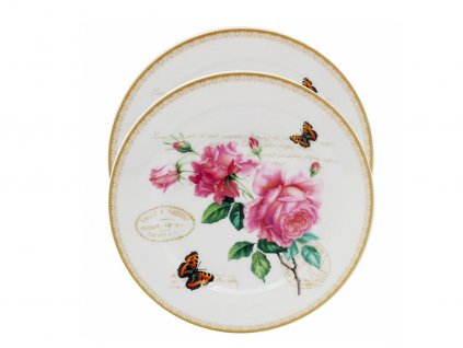 Porcelánové dezertní talíře Redoute Rose