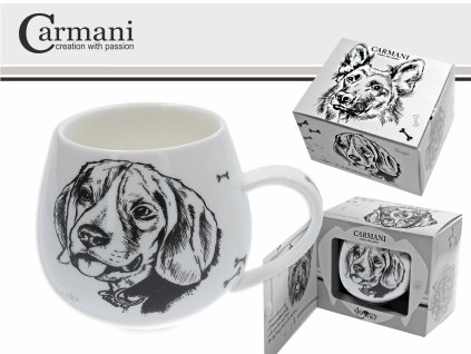 Carmani - Porcelánový hrníček "Pes Dante" v dárkové krabičce - 320 ml