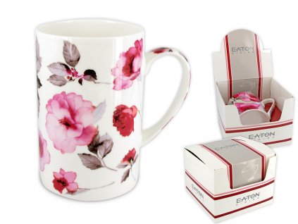 EATON - Porcelánový hrníček "London Peony - bílé pozadí" v dárkové krabičce - 350 ml