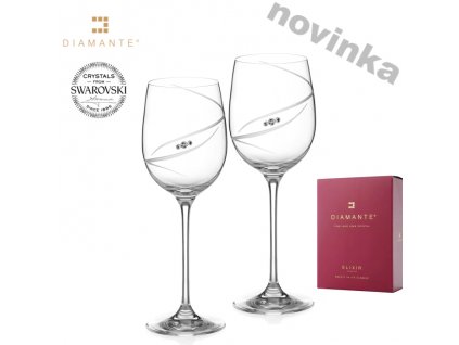 Swarovski - Double Silhouett skleničky na víno s bílými krystaly Swarovski Elements v dárkovém balení - 2 ks
