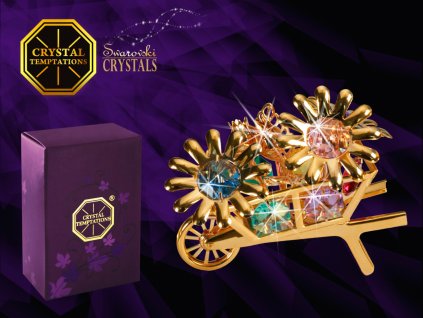 Swarovski - designová figurka "TRAKAŘ S KVĚTINAMI" s barevnými krystaly Swarovski Elements v dárkové krabičce - 8*7 cm