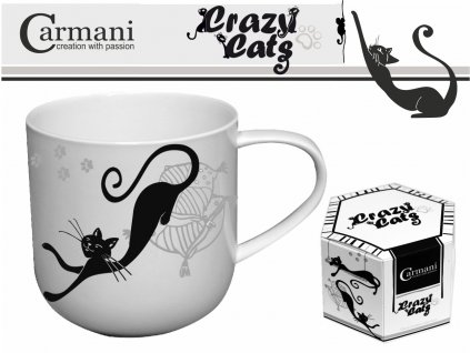 Carmani - Porcelánový hrníček "Černá kočka" v dárkové krabičce - 500 ml