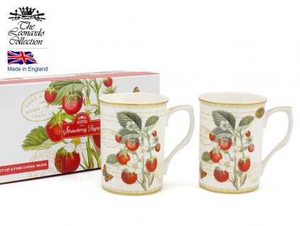 Carmani - Porcelánové hrnky, Jahody v dárkové krabičce - 2*300 ml