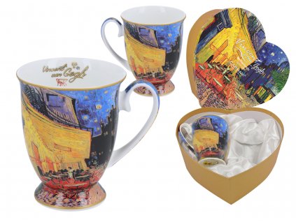 Carmani - Porcelánové hrnky na stopce v dárkové krabičce ve tvaru srdce II -2*400 ml