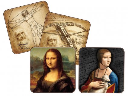 Carmani - Korkové prostírání pod skleničky Leonardo da Vinci - /10,5*10,5 cm/ - 4 ks