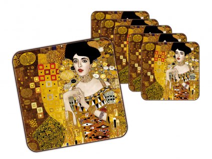 Carmani - Korkové prostírání pod skleničky G. Klimt "Adele Bloch Bauer" /10,5*10,5 cm/ - 6 ks