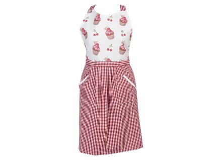 Clayre & Eef - Kuchyňská zástěra CHERRY CUPCAKES - 70*85 cm