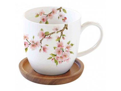 Easy Life - Porcelánový hrnek a tácek Sakura v dárkové krabičce - 350 ml