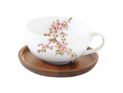 Easy Life - Porcelánový šálek a podšálek Sakura v dárkové krabičce - 250 ml