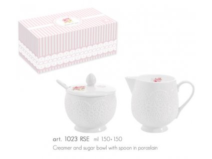 Easy Life - Porcelánová cukřenka & mléčenka "ROSES" v dárkové krabičce - 2*150 ml