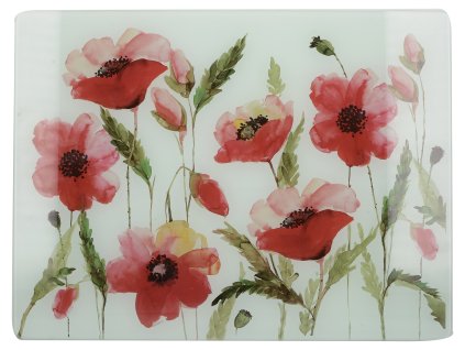 Skleněné krájecí prkénko Watercolour Poppies