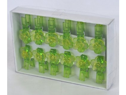 Kolíčky květina z pvc "zelený" - 3,5 cm - 12 ks