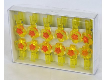 Kolíčky květina z pvc "žluté" 3*5 cm - 12 ks