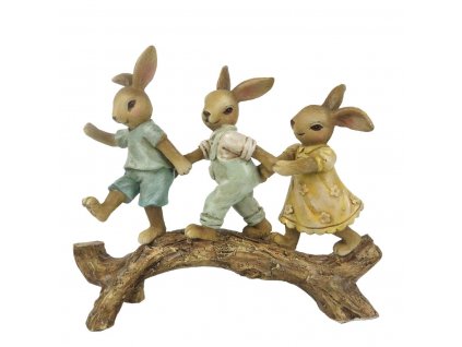 Clayre & Eef - Skupinka tří zajíčků na můstku - 16*4*13 cm