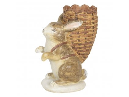 Clayre & Eef - Figurka zajíčka s nůší na vajíčko - 11*7*14 cm