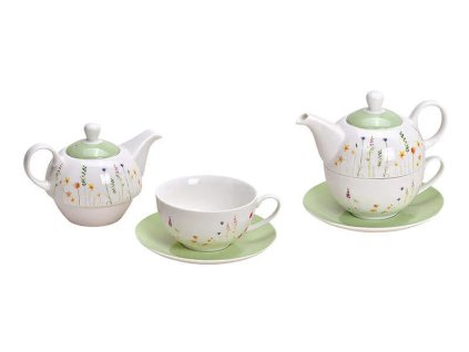 G.WURM - Porcelánová čajová souprava pro jednoho Flovers "Drobná kvítka" - (konvička 450 ml, šálek 200 ml)
