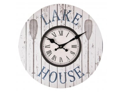 Clayre & Eef - Nástěnné hodiny LAKE HOUSE - Ø 34*4 cm / 1*AA