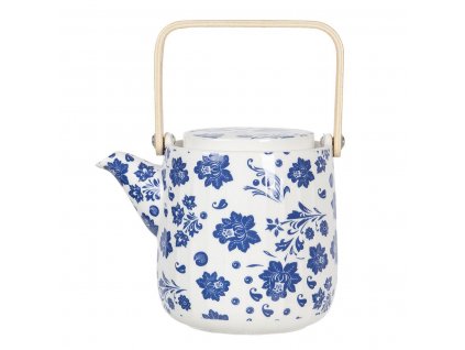 Clayre & Eef - Porcelánová konvička s modrými květy a listy Vintage - 0,8 L