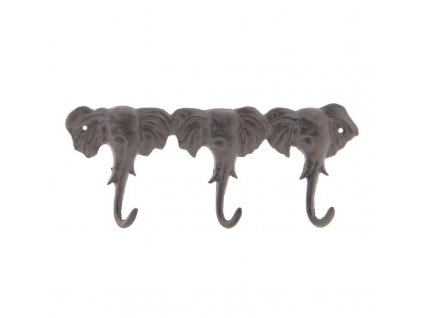 Clayre & Eef - Nástěnný věšák ELEPHANTS se třemi háčky "Choboty"