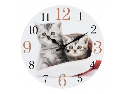Clayre & Eef - Nástěnné hodiny CATS "Koťátka" - Ø 34*4 cm / 1*AA
