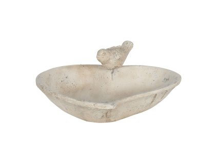 Clayre & Eef - Ptačí pítko ve tvaru srdce s ptáčkem - 26*26*10 cm