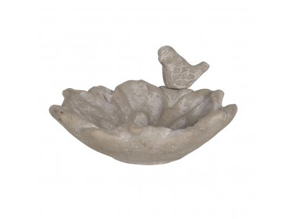 Clayre & Eef - Ptačí pítko kameninové s ptáčkem - 20*19*9 cm