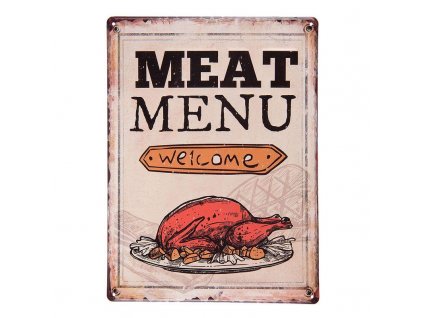 Clayre & Eef - Plechová cedule MEAT MENU - 30*40 cm