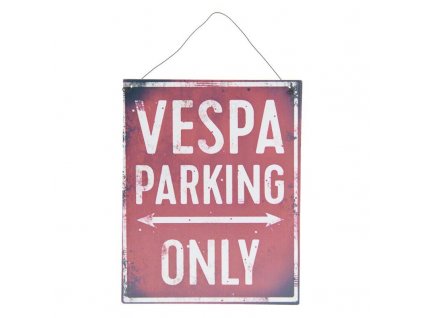 Clayre & Eef - Závěsná plechová cedule VESPA PARKING - 19*24 cm