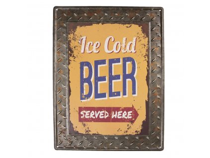 Clayre & Eef - Plechová cedule ICE COLD BEER - 30*40 cm