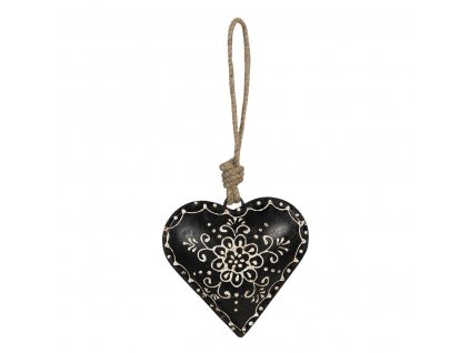 Clayre & Eef - Plechové srdíčko BEAUTIES OF WINTER BLACK - 10*2*10 cm