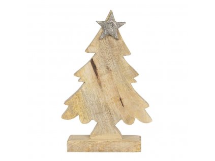Clayre & Eef - Dřevěný vánoční stromeček s hvězdou - 15*5*20 cm