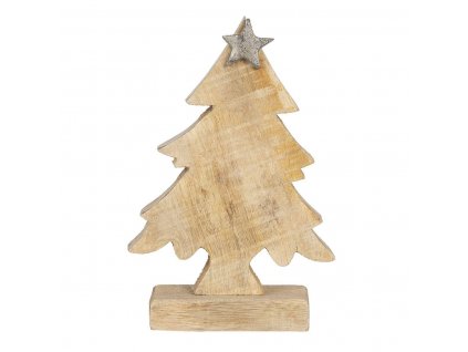 Clayre & Eef - Dřevěný vánoční stromeček s hvězdou SMALL - 12*5*15 cm