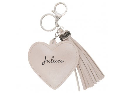 privesek na klice heart tassel white