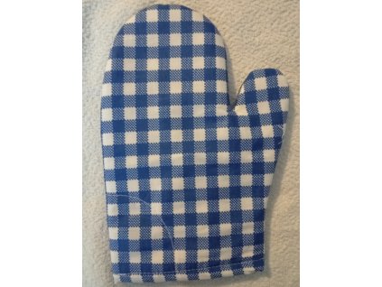 Chňapka s magnetem a podšívkou Bílá kostka na modrém podkladu