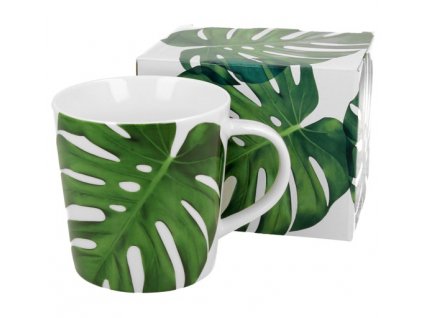 DG - Porcelánový hrnek v dárkové krabičce "Monstera" - 450 ml