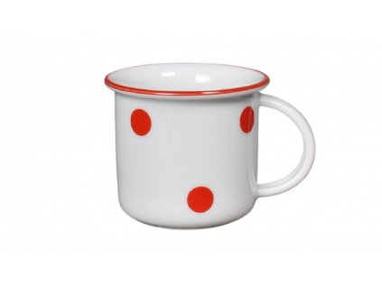 Porcelánový hrníček červené puntíky s červenou linkou na espresso - 100 ml